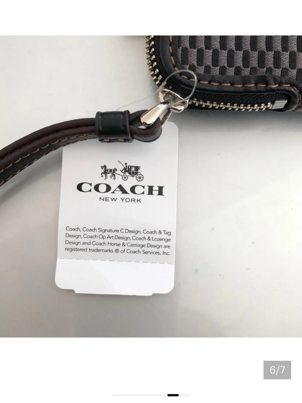 NWT Authentic Coach Black Woven Zip Wristlet with Strap